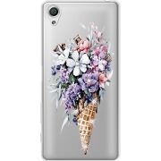 Чехол со стразами Sony Xperia X F5122 Ice Cream Flowers