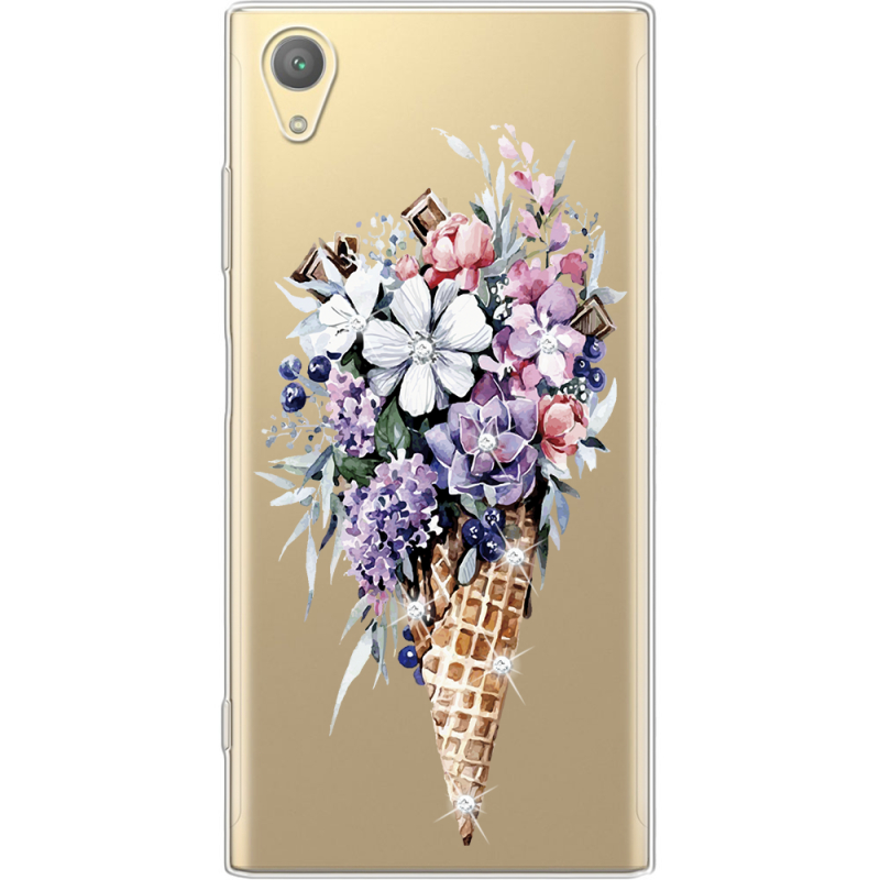 Чехол со стразами Sony Xperia XA1 Plus G3412  Ice Cream Flowers