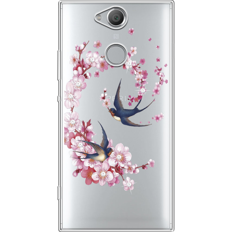 Чехол со стразами Sony Xperia XA2 H4113 Swallows and Bloom