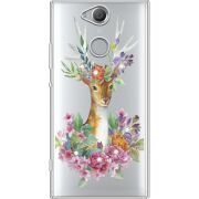 Чехол со стразами Sony Xperia XA2 H4113 Deer with flowers