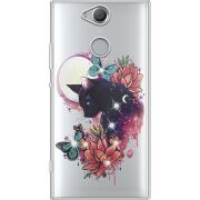 Чехол со стразами Sony Xperia XA2 H4113 Cat in Flowers