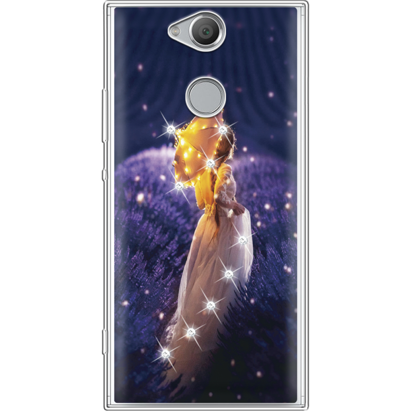 Чехол со стразами Sony Xperia XA2 H4113 Girl with Umbrella