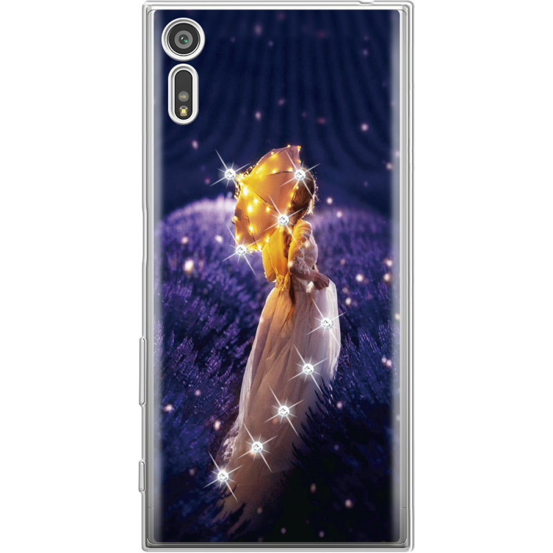 Чехол со стразами Sony Xperia XZ F8332 Girl with Umbrella