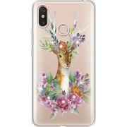 Чехол со стразами Xiaomi Mi Max 3 Deer with flowers