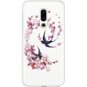 Чехол со стразами Meizu 16th Swallows and Bloom