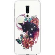 Чехол со стразами Meizu 16th Cat in Flowers