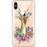 Чехол со стразами Apple iPhone XS Max Deer with flowers