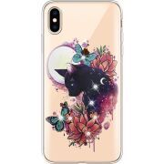 Чехол со стразами Apple iPhone XS Max Cat in Flowers