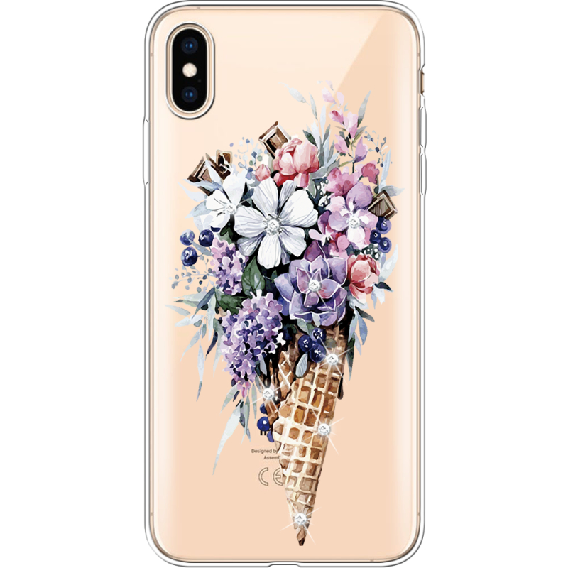 Чехол со стразами Apple iPhone XS Max Ice Cream Flowers
