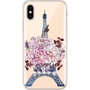Чехол со стразами Apple iPhone XS Eiffel Tower