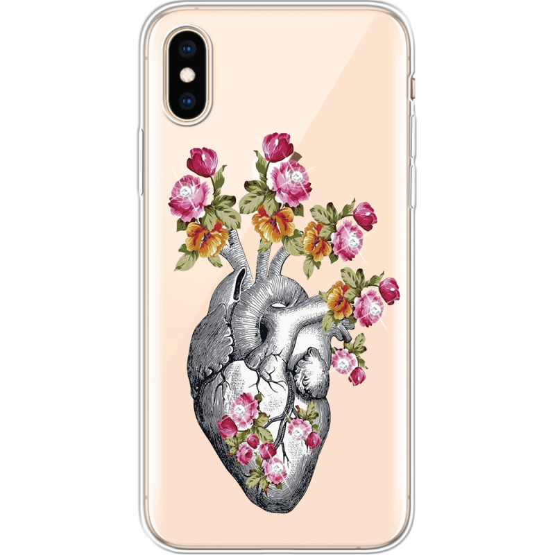 Чехол со стразами Apple iPhone XS Heart