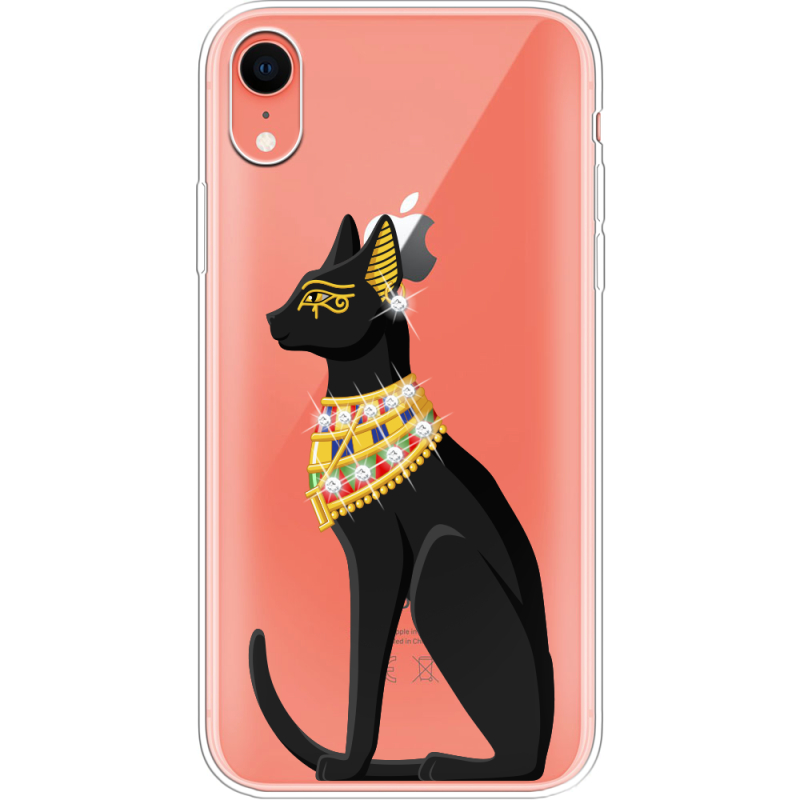 Чехол со стразами Apple iPhone XR Egipet Cat