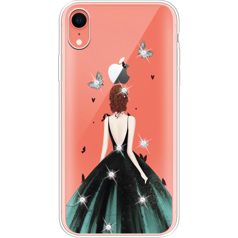 Чехол со стразами Apple iPhone XR Girl in the green dress