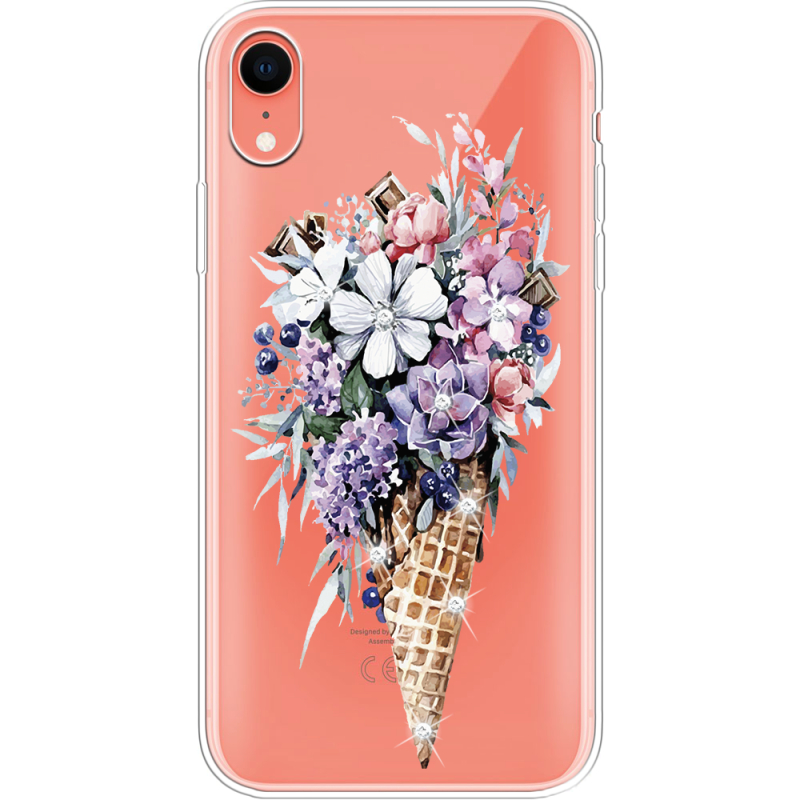 Чехол со стразами Apple iPhone XR Ice Cream Flowers