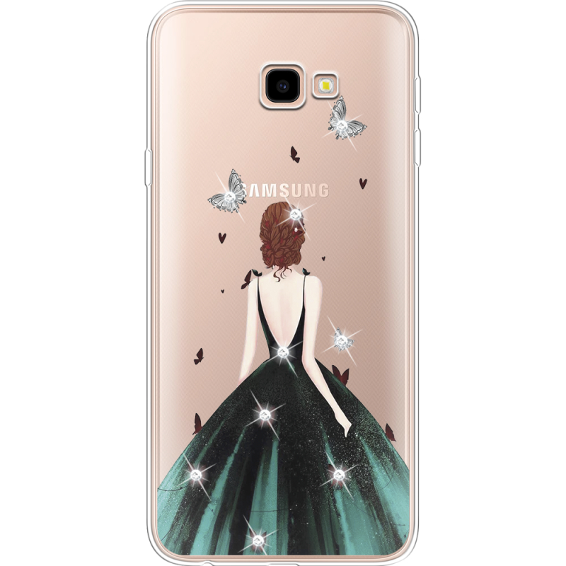 Чехол со стразами Samsung J415 Galaxy J4 Plus 2018 Girl in the green dress