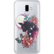 Чехол со стразами Samsung J610 Galaxy J6 Plus 2018 Cat in Flowers