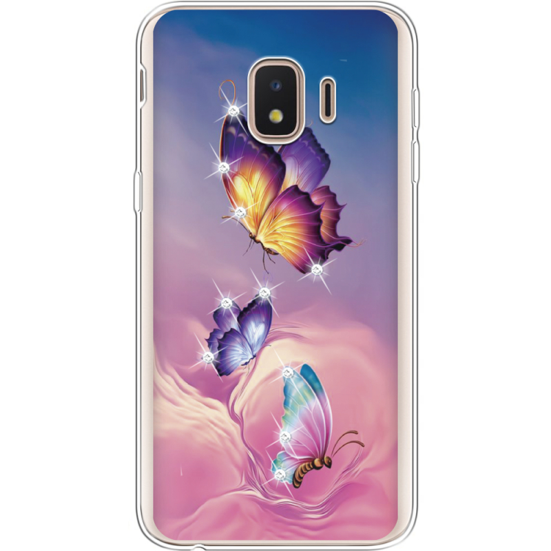 Чехол со стразами Samsung J260 Galaxy J2 Core Butterflies