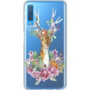 Чехол со стразами Samsung A750 Galaxy A7 2018 Deer with flowers