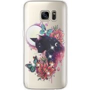 Чехол со стразами Samsung G930 Galaxy S7 Cat in Flowers