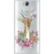 Чехол со стразами Sony Xperia XA2 Plus H4413 Deer with flowers