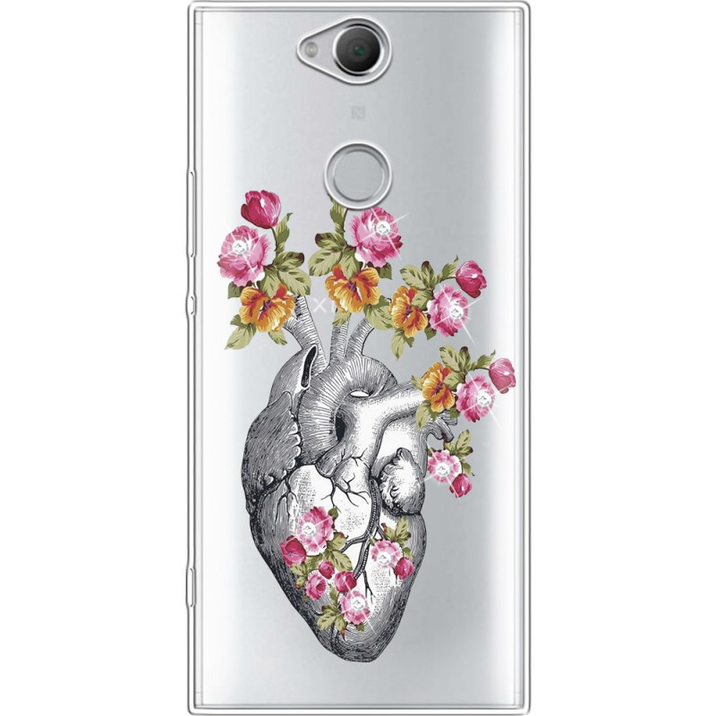 Чехол со стразами Sony Xperia XA2 Plus H4413 Heart