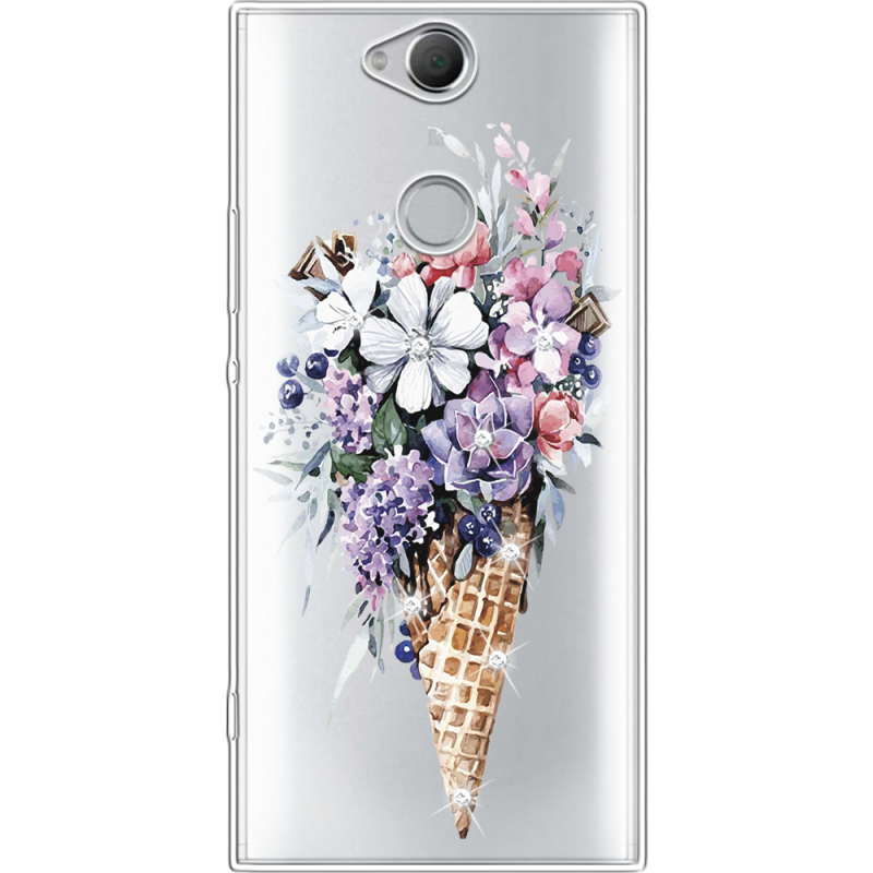 Чехол со стразами Sony Xperia XA2 Plus H4413 Ice Cream Flowers