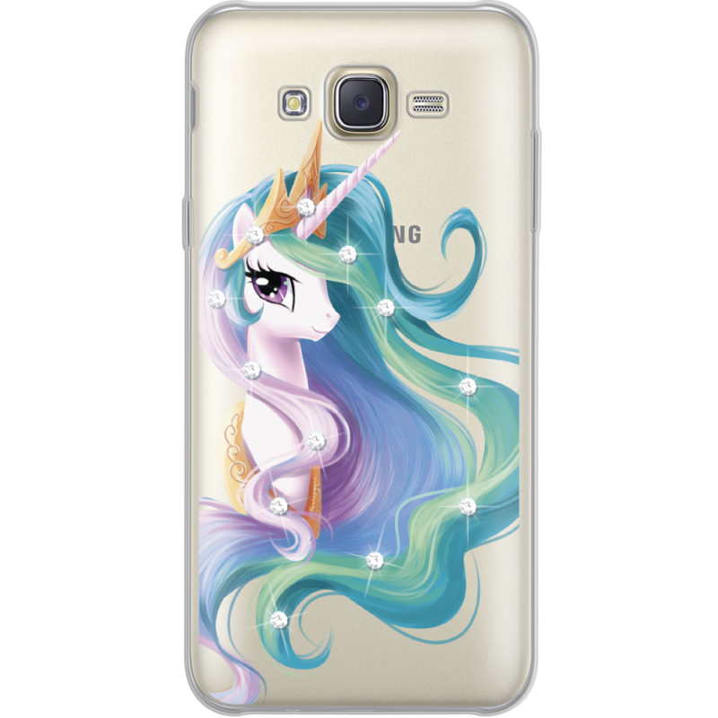 Чехол со стразами Samsung J701 Galaxy J7 Neo Duos Unicorn Queen