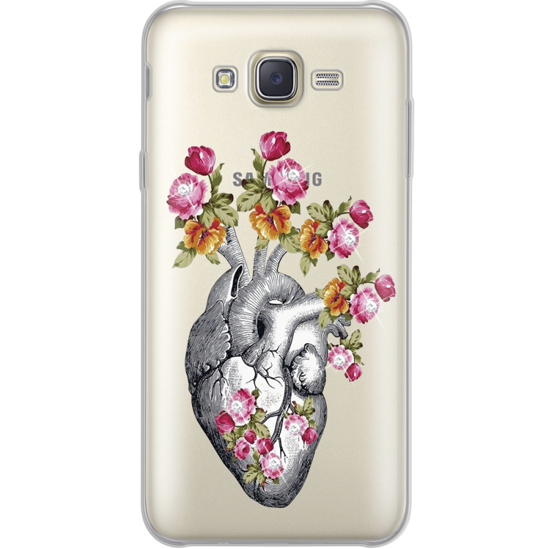 Чехол со стразами Samsung J701 Galaxy J7 Neo Duos Heart