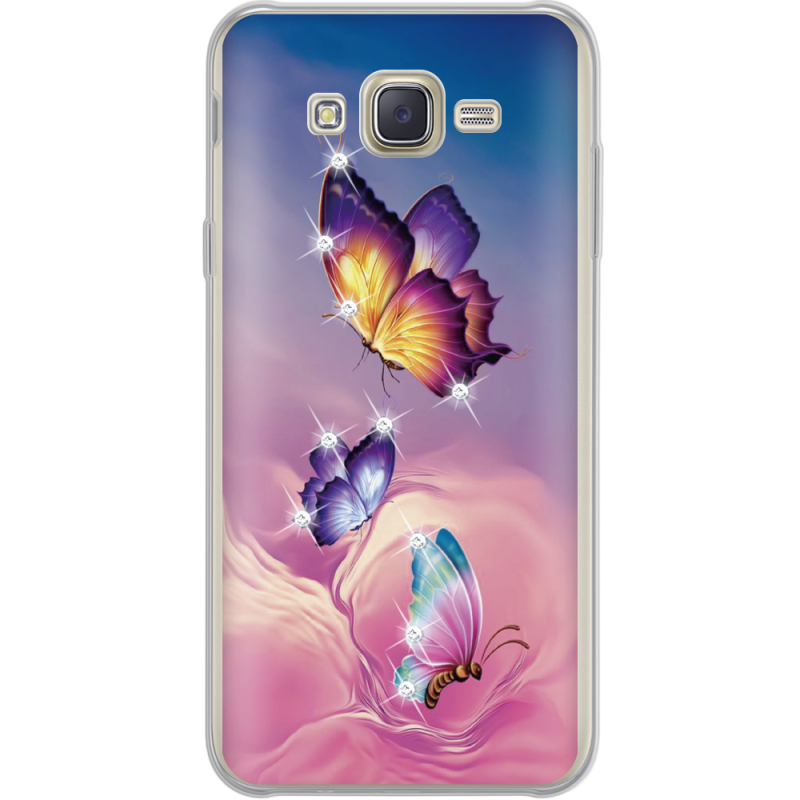 Чехол со стразами Samsung J701 Galaxy J7 Neo Duos Butterflies