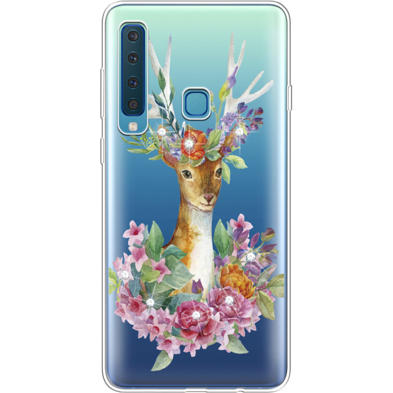 Чехол со стразами Samsung A920 Galaxy A9 2018 Deer with flowers