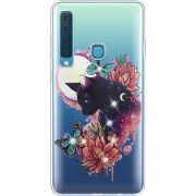 Чехол со стразами Samsung A920 Galaxy A9 2018 Cat in Flowers