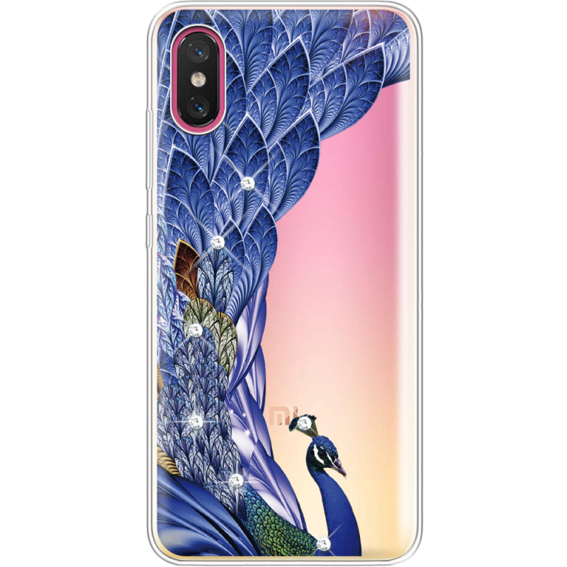 Чехол со стразами Xiaomi Mi 8 Pro Peafowl