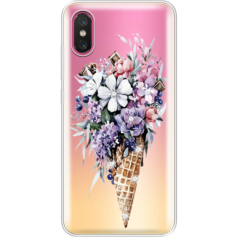 Чехол со стразами Xiaomi Mi 8 Pro Ice Cream Flowers