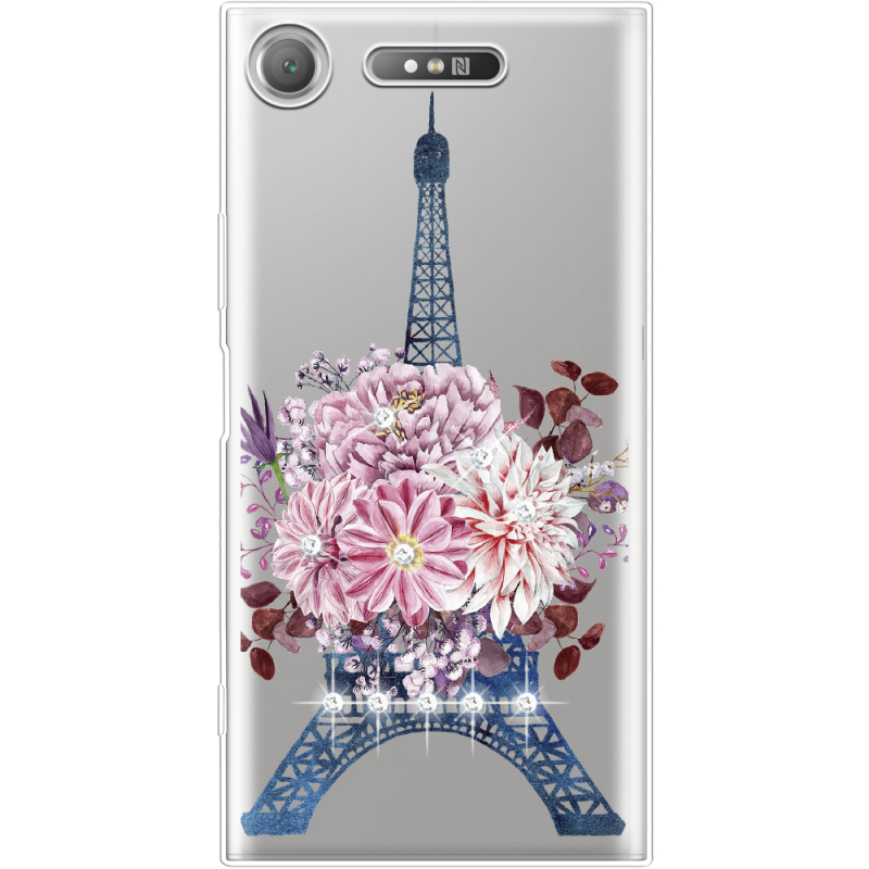 Чехол со стразами Sony Xperia XZ1 G8342 Eiffel Tower