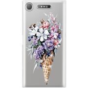 Чехол со стразами Sony Xperia XZ1 G8342 Ice Cream Flowers