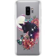 Чехол со стразами Samsung G965 Galaxy S9 Plus Cat in Flowers