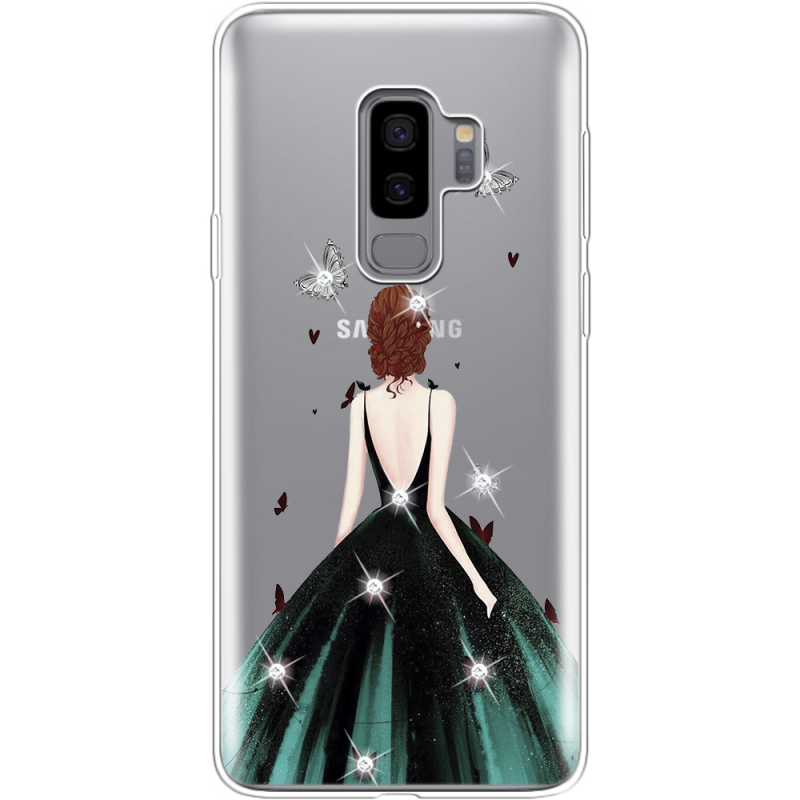 Чехол со стразами Samsung G965 Galaxy S9 Plus Girl in the green dress