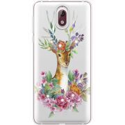 Чехол со стразами Nokia 3.1 Deer with flowers