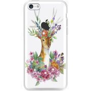 Чехол со стразами Apple iPhone 5С Deer with flowers