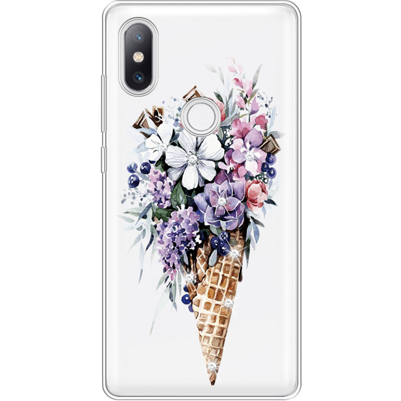 Чехол со стразами Xiaomi Mi Mix 2s Ice Cream Flowers