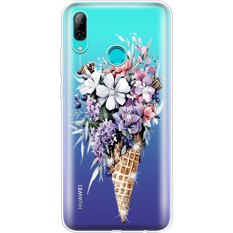 Чехол со стразами Huawei P Smart 2019 Ice Cream Flowers