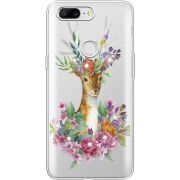 Чехол со стразами OnePlus 5t Deer with flowers