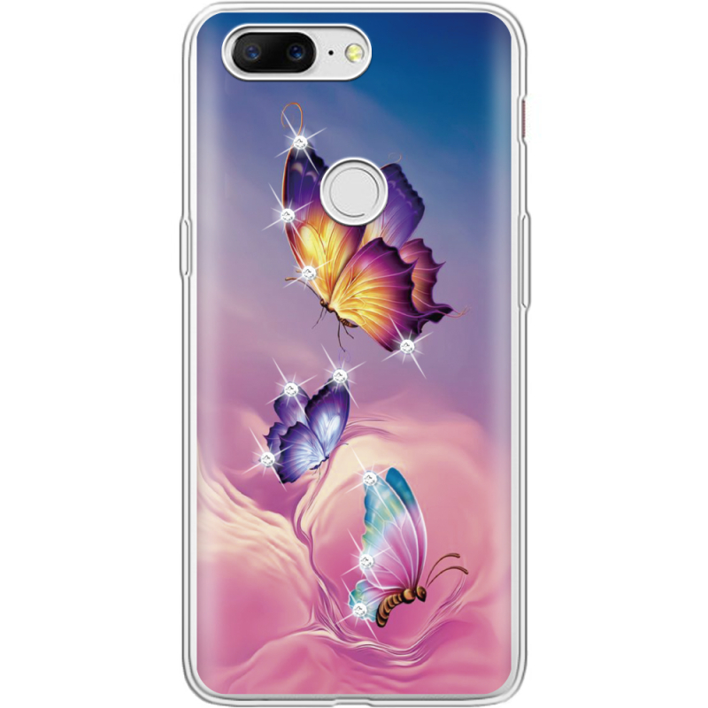 Чехол со стразами OnePlus 5t Butterflies