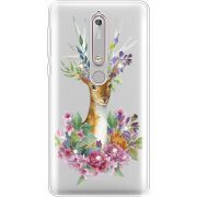 Чехол со стразами Nokia 6 2018 Deer with flowers