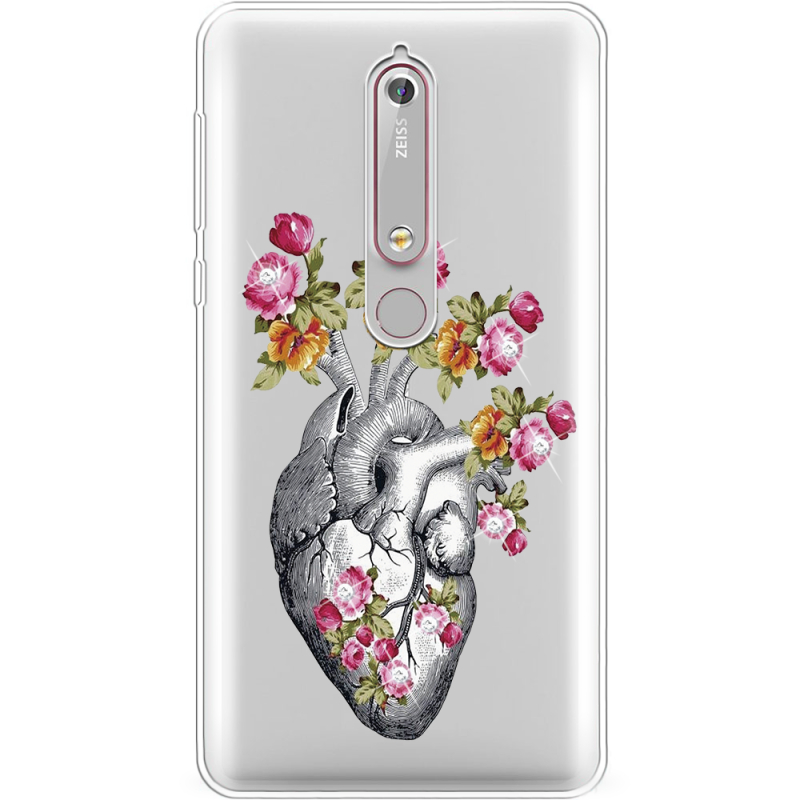Чехол со стразами Nokia 6 2018 Heart