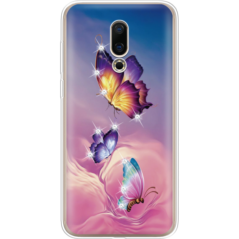 Чехол со стразами Meizu 16X Butterflies