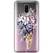 Чехол со стразами OnePlus 6T Ice Cream Flowers