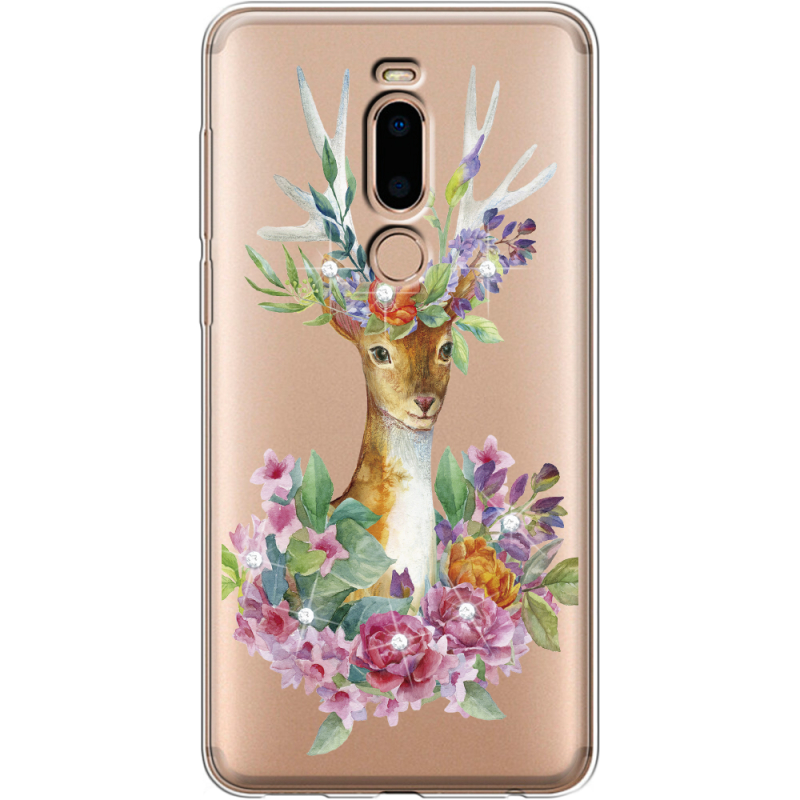 Чехол со стразами Meizu M8 Deer with flowers