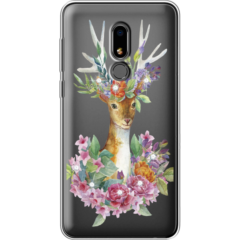 Чехол со стразами Meizu M8 Lite Deer with flowers