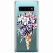 Чехол со стразами Samsung G973 Galaxy S10 Ice Cream Flowers